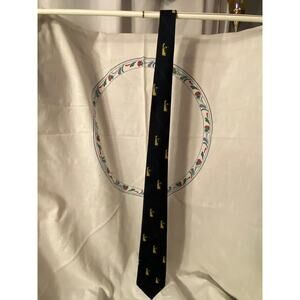 Delaware Necktie by Country Clubs Black with Tan State shape & Green Duck EUC